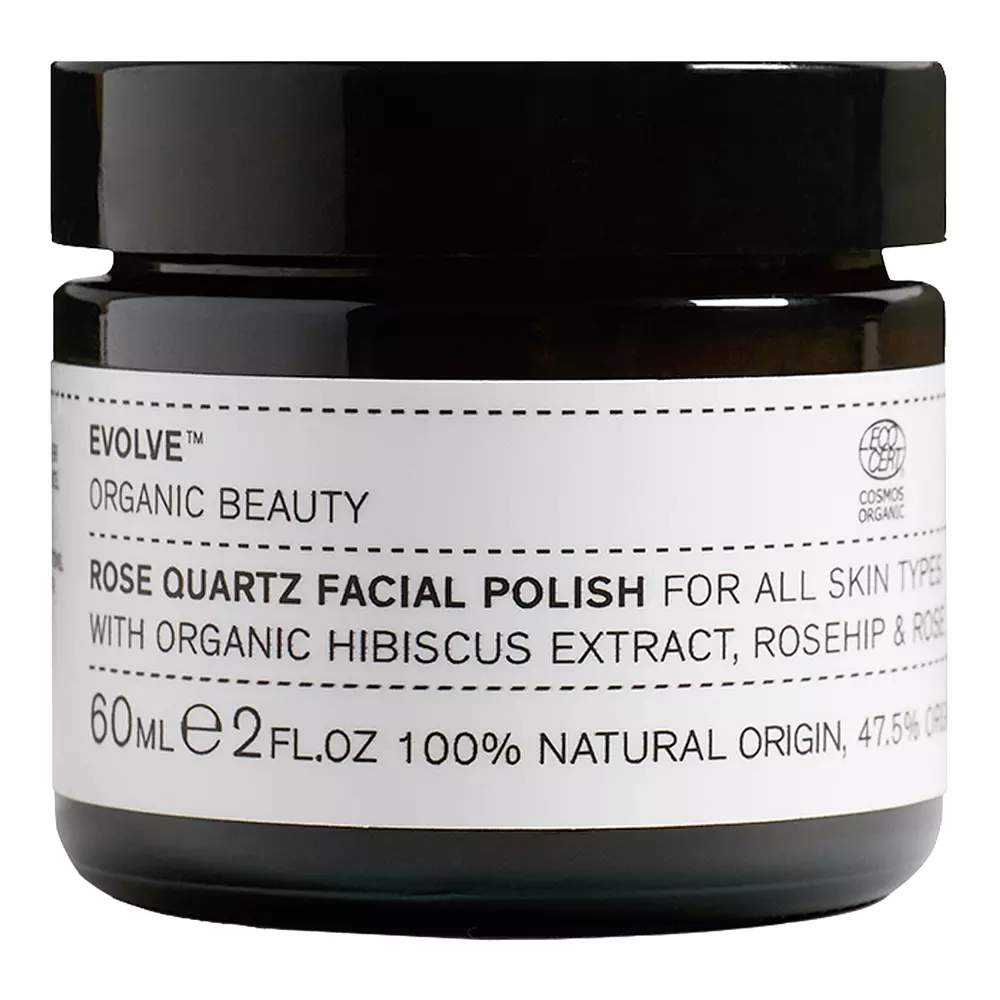 Evolve Organic Beauty - Rose Quartz Facial Polish - Arcradír Bio Csipkebogyóolajjal és Rózsakvarc Kristályporral - 60ml