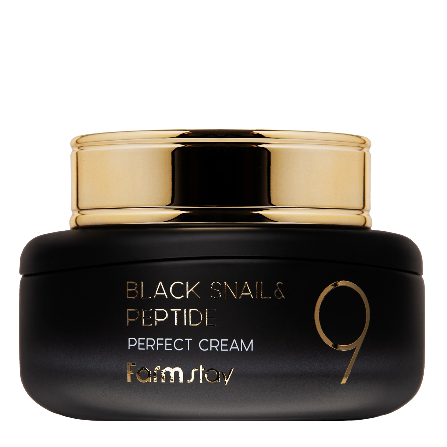 Farmstay - Black Snail & Peptide 9 Perfect Cream - Revitalizáló Arckrém Peptidekkel és Csiganyálkával - 55ml