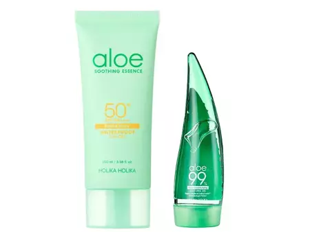 Holika Holika - Aloe Waterproof Sun Gel SPF50+/PA++++ + Aloe 99% Soothing Gel -A Holika Holika termékekkészlet