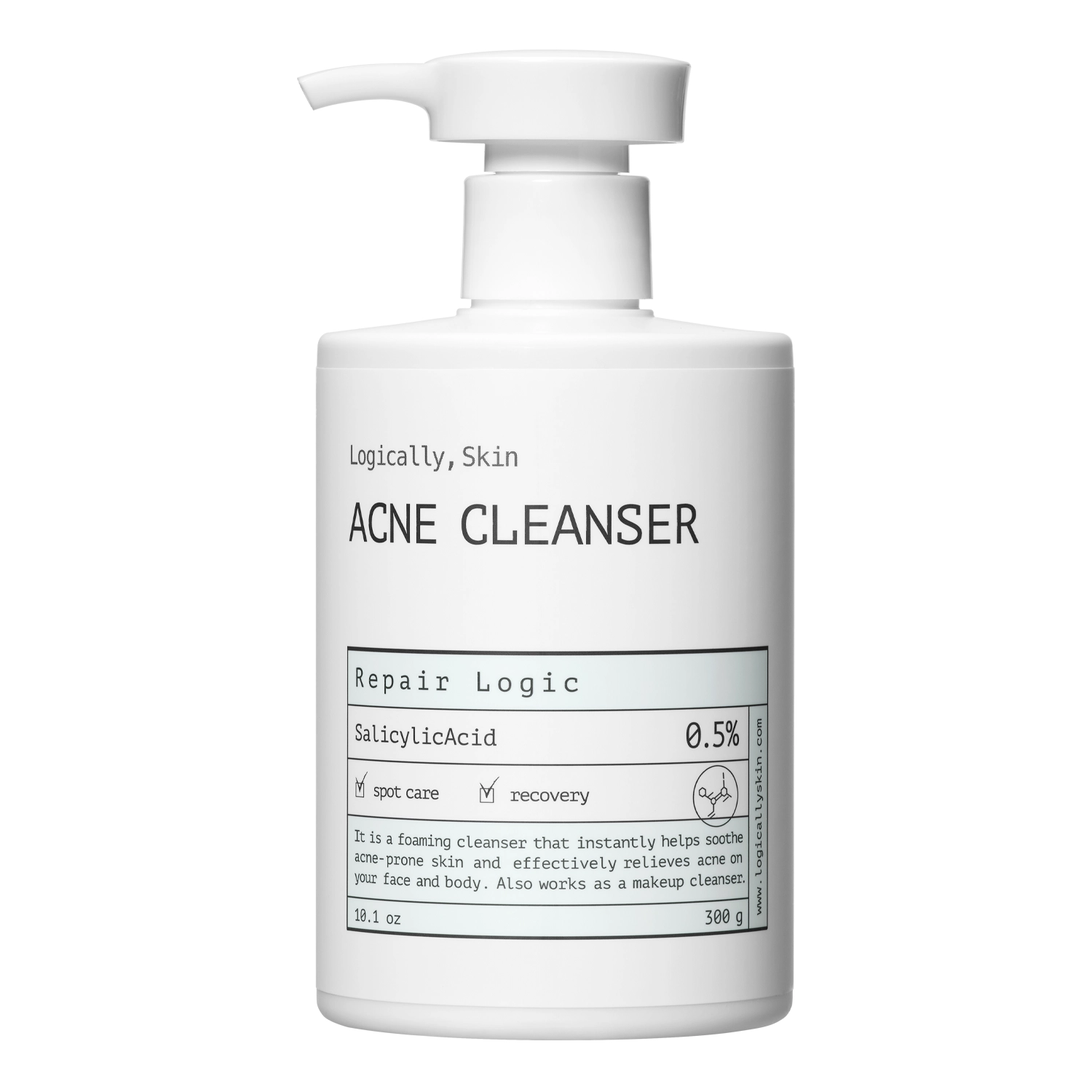 Logically, Skin - Acne Cleanser - Arc- és Testtisztító Gél Szalicilsavval - 300ml