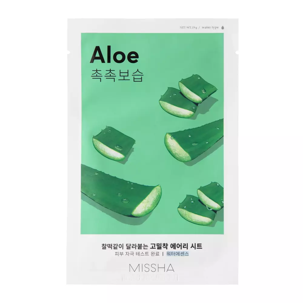 Missha - Airy Fit Sheet Mask - Aloe - Hidratáló és Rugalmasság Növelő Fátyolmaszk - 19g