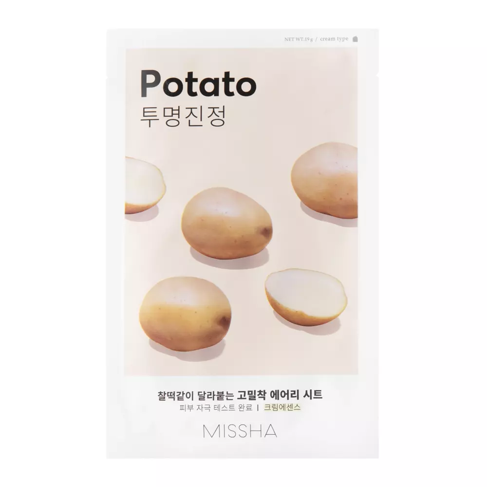 Missha - Airy Fit Sheet Mask - Potato - Nyugtató és Világosító Fátyolmaszk - 19g