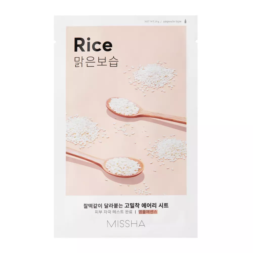 Missha - Airy Fit Sheet Mask - Rizs - Világosító és Simító Fátyolmaszk - 19g