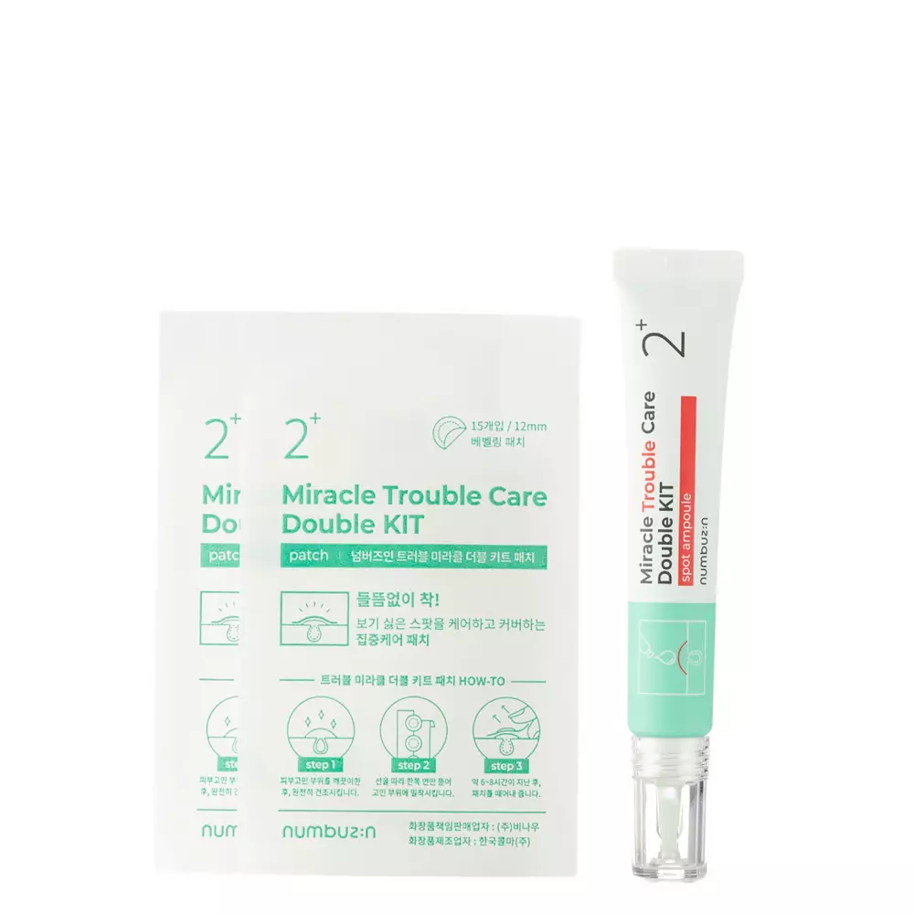 Numbuzin - No.2 - Miracle Trouble Care Double Kit - Imperfection Control Kit - A tökéletlenség elleni ampulla és a kolloid tapasz kombinációja - 20ml + 30db