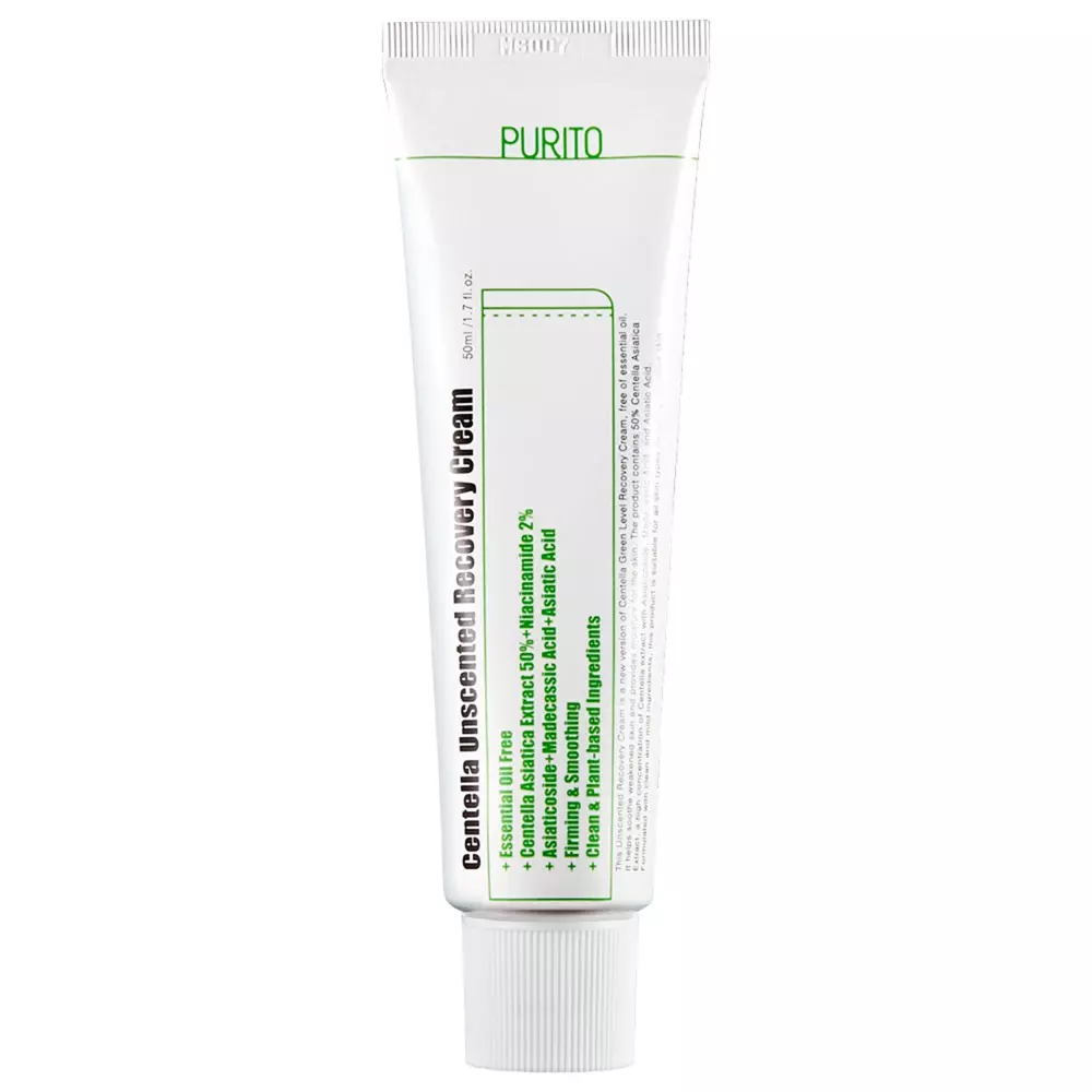 Purito - Centella Unscented Recovery Cream - Illatmentes Regeneráló Krém Ázsiai Gázlóval - 50ml