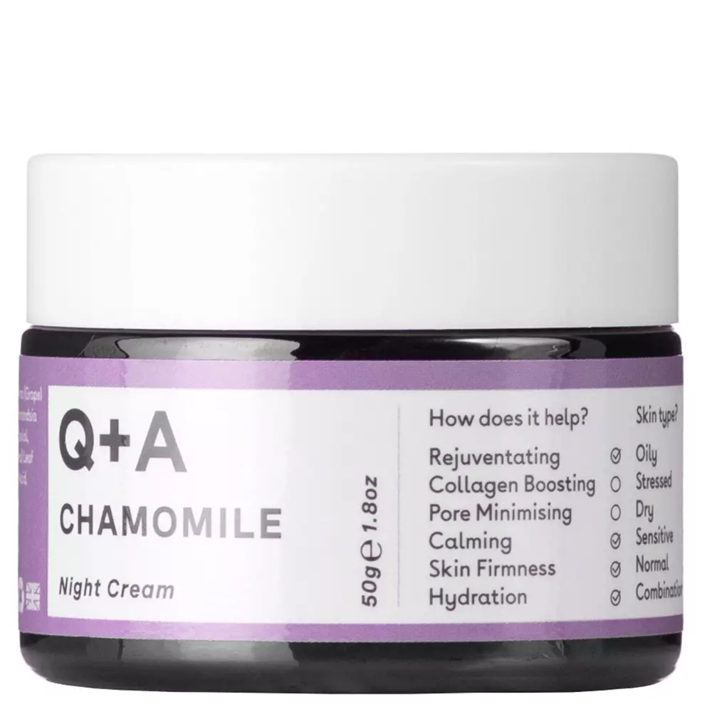 Q+A - Chamomile - Night Cream - Regeneráló és Nyugtató Éjszakai Krém Kamillával - 50ml