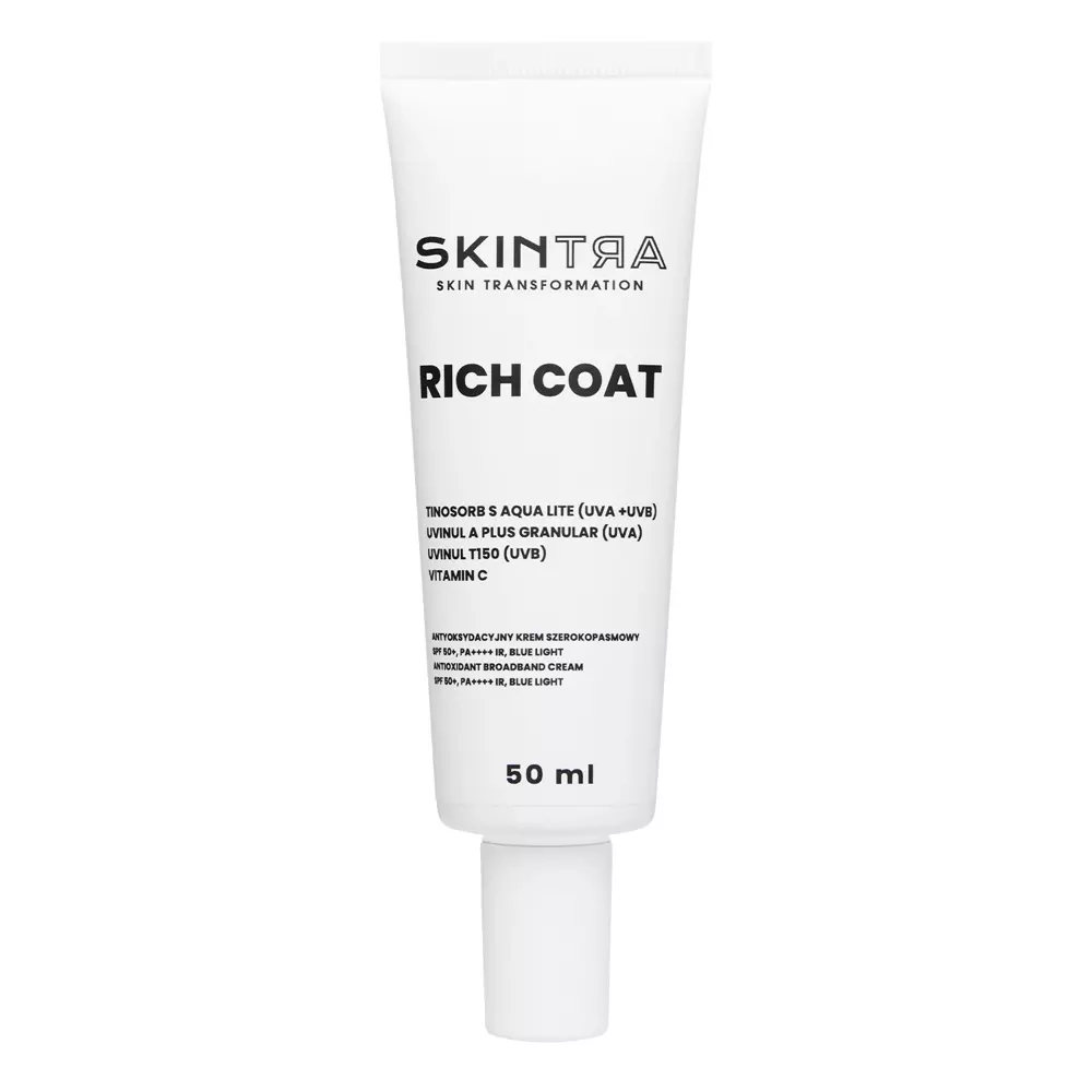 SkinTra - Rich Coat - Széles Spektrumú Fényvédő és Antioxidáns Krém SPF50+/PA++++ IR, Blue Light  - 50ml