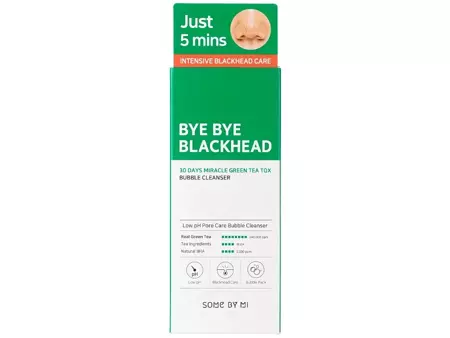 Some By Mi - Bye Bye Blackhead 30 Days Miracle Green Tea Tox Bubble Cleanser - Arctisztító Hab Zöld Tea Kivonattal - 120ml