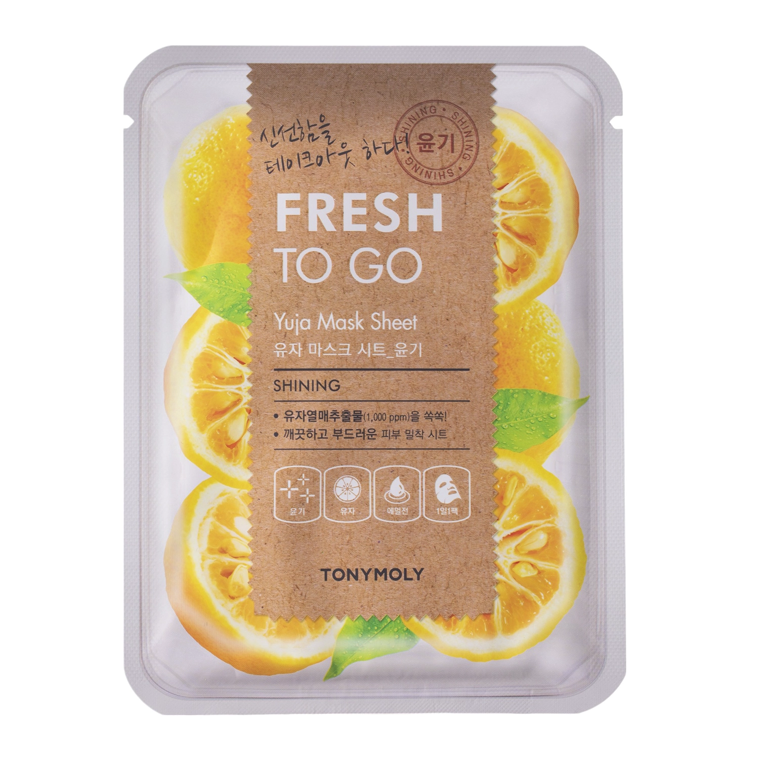 TonyMoly - Fresh To Go Yuja Mask Sheet - Tápláló Fátyolmaszk - 1szt/22g