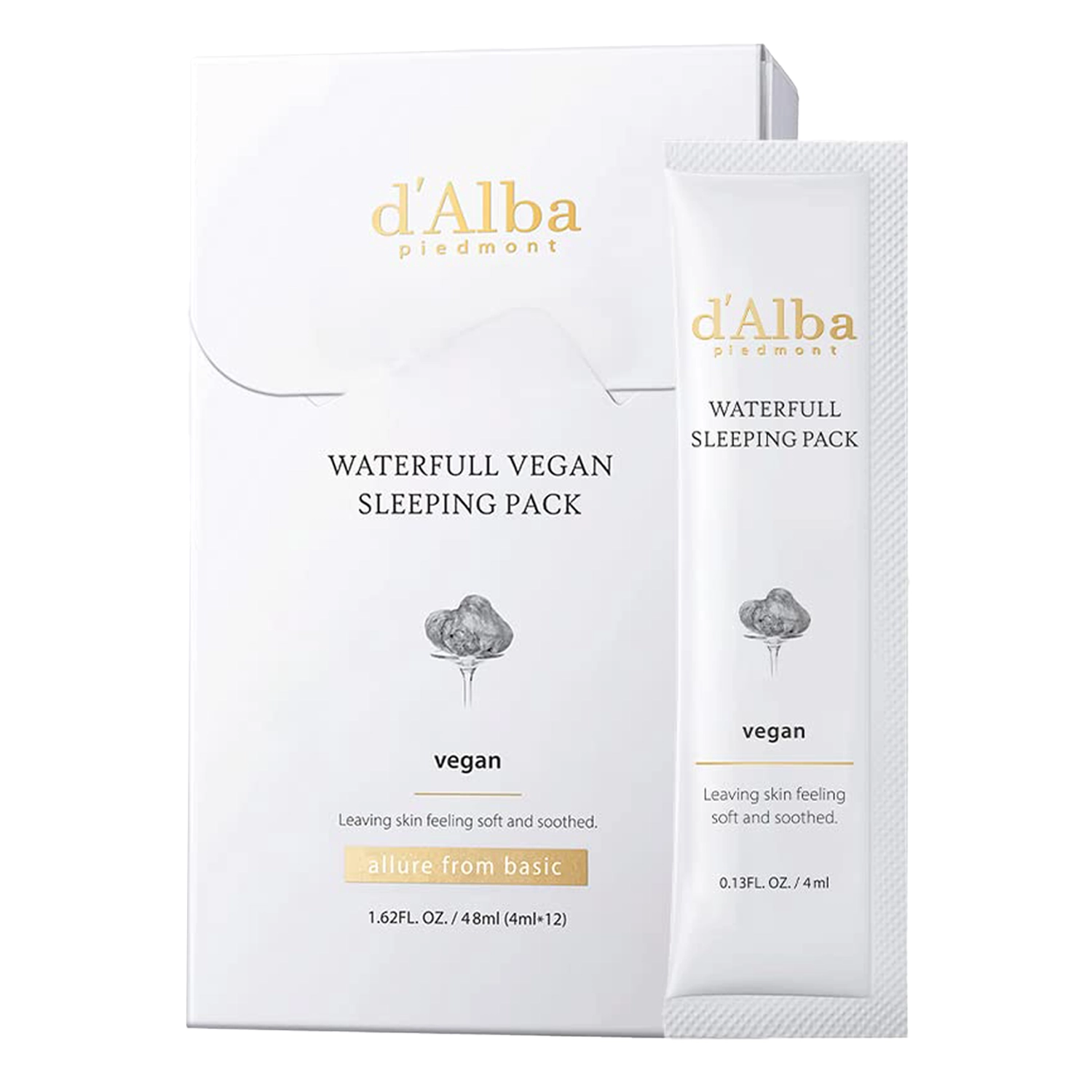 d'Alba - Waterfull Vegan Sleeping Pack - Hidratáló Éjszakai Arcmaszk - 12x4ml